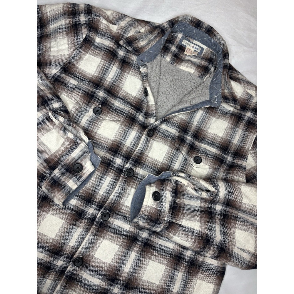 Carbon 2 Cobalt‎ Fleece Lined Blue Plaid Button Up Jac-Shirt Shacket Medium Tall